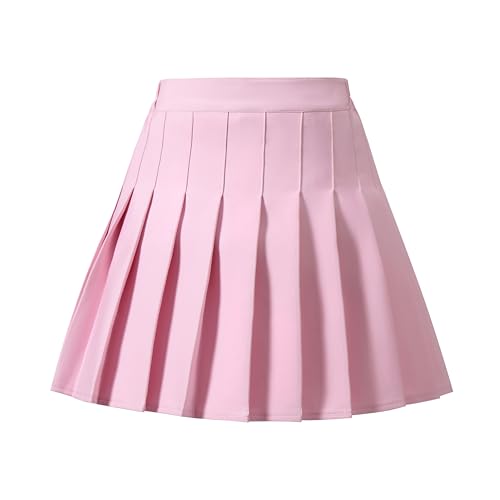Girls' Mini Pleated Skirt with Shorts School Uniform Tennis Skater Skort Skirt Big Teen Light Pink Tag 140-8-9Y