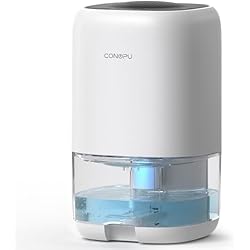 Ventilador Deshumidificador CONOPU Deshumidificador 1000ML, Deshumidificadores de Humedad, Apagado Automático y Luz LED de Colores, Portátil y Ultra Silencioso, Dormitorio, Baño, Armario, Blanco