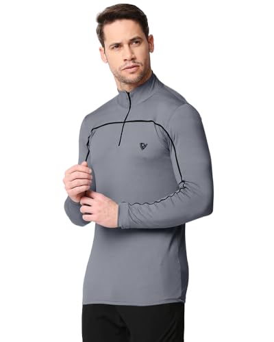 Image of EYEBOGLER Men High Neck Solid Full Sleeve Regular Fit T-Shirt