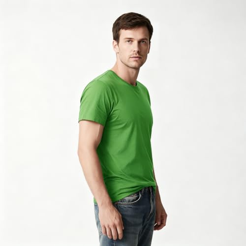 Image of ORJ 2 Pack Men t Shirts Crew Neck Short Sleeve Men's Undershirt Plain Polyester tee Bulk Stretch Soft Tees
