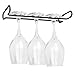 Milkary 4 Pack Steamware Wine Glass Hanging Rack, Metal Stemware Holder Storage Wall Mount Under Cabinet Kitchen Bar Pub, Black