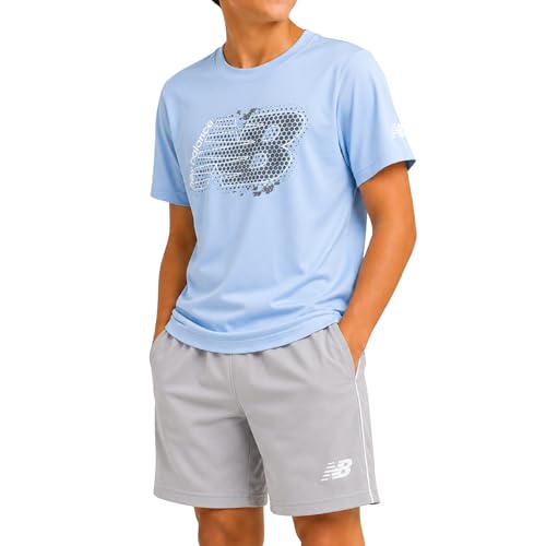 Image of New Balance Boys Short Sets - 2 Piece Active Performance Athletic Shirt and Kids Basketball Gym Shorts for Boys (8-12)