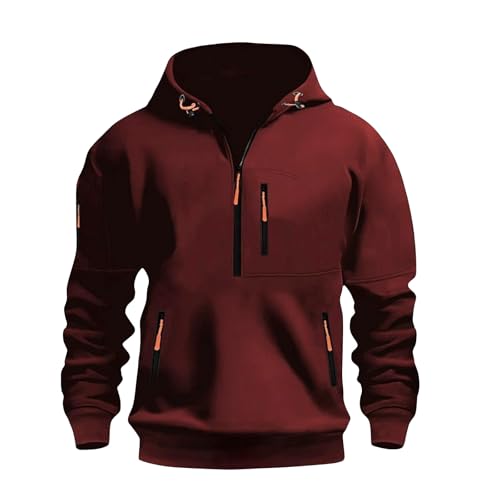 Zippered Hoodies for Men Fashion Athletic Casual Sweatshirt Fishing Apparel with Pocket Tactical Cargo