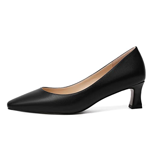 NUMALEO Womens Matte Dress Solid Square Toe Slip On Dating Spool Low Heel Pumps Shoes 2 Inch2