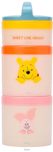 Image of Whiskware Disney Winnie The Pooh Stackable Snack Containers for Kids and Toddlers, 3 Stackable Snack Cups for School and Travel, Sweet Like Honey, Pooh and Friends