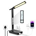 Infiway Desk Lamp with USB Charging Port: LED Eye-Caring Smart Table Light for Home Office - 1 Type-C, 1 USB-A Charging Port, 2 AC Power Outlets
