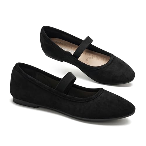 GLAMORA Ballerines Femme Bride Élastique Mary Jane Chaussures Plates Confortables Souples Légères Bout Rond Ballerine Classique Élégante Semelle...