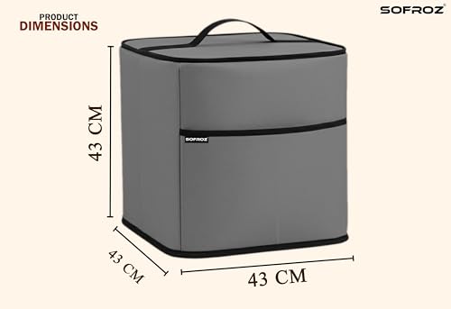 Image of Oven Air Fryer Top Cover with 2 Storage Pockets for Inalsa 23L - Dustproof & Waterproof, Washable Protective Cover for Kitchen Appliances inls 23L (Grey)