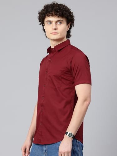 Image of Majestic Man Slim Fit Pure Cotton Half Sleeve Solid Casual Shirt