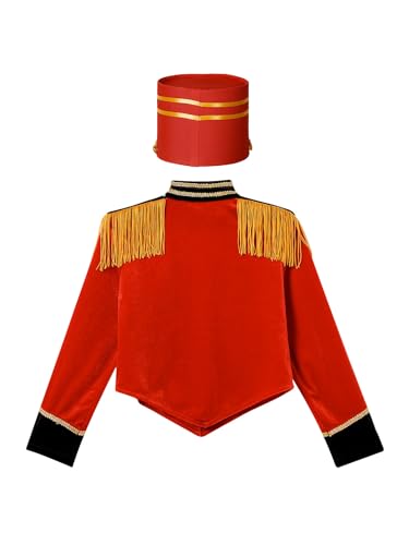 Aislor Kids Girls Circus Ringmaster Outfits Tassel Jacket Coat Halloween Marching Band Drummer Uniform with Hat4