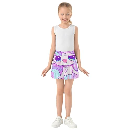 Athletic Shorts for Girls Skorts Tennis Skirts for Kids Dance Teen Cheer Cute Blue Pink Mermaid Heart 3t3
