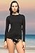 Private Island Women UPF50+ Swimsuit Long Sleeve Top Shirt Rash Guard Workout (L, Black-RGT)