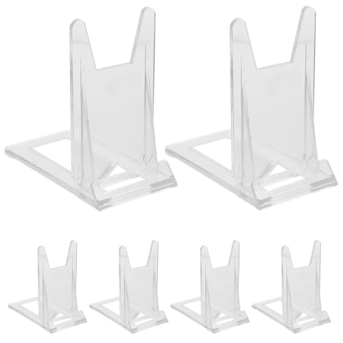 Genérico Soporte Portaplacas Acrílico Transparente 6 Piezas, Estante de Exhibición Multiusos para Platos, Marcos, Libros y Bolsos, Soporte Portátil para Mesa y Decoración del Hogar