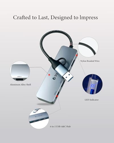 Image of USB 3.0 Hub, USB Multiport Adapter, USB Extender Hub 4 Port, USB Splitter for Laptop /PC /MacBook /iPad Pro /iMac and More