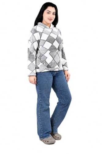 Image of Women's Faux Fur Winter Hoodie with Diamond Print | Soft, Stylish & Warm Sweatshirt