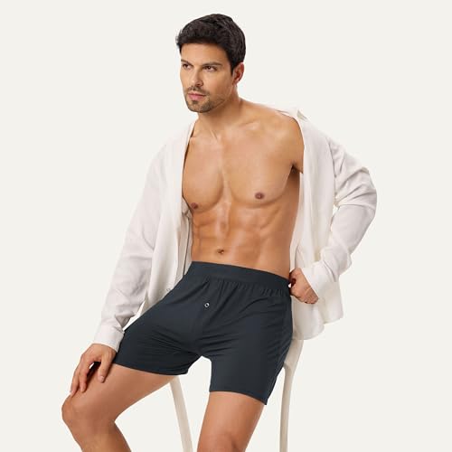 Modal Boxer Shorts for Men,6-Pack with Button Fly, Moisture-Wicking Stretch Boxer Briefs, Breathable Underwear4