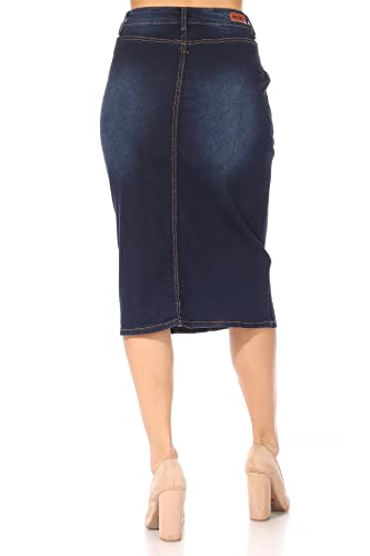 Fashion2Love Women's Juniors/Plus Size Middle - Length Stretch Denim Pencil Skirt (78032)2