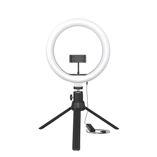 Image of Amazon Basics 10-inch Ring Light with Tripod Stand | 3 Color Modes | 10 Brightness Settings | 360 Rotation | Suitable for Mobile Phones & Camera, YouTube, Photoshoot, Videography and More