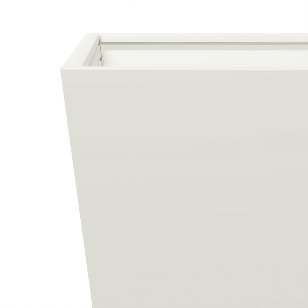 vidaXL Fioriere 2 pezzi, 50 x 50 x 50 cm, in acciaio bianco, vaso da fiori da esterno, vaso per piante da esterno, vaso da fiori da interno