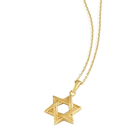 MIONZA 14K Solid Gold or Gold Plated Magen David Necklace,Jewish Star of David Pendant, Elegant Hebrew Jewelry Gift for Bat Mitzvah or Her4