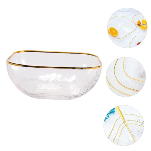 Saladier carré martelé en verre transparent de grande capacité - 6