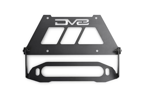 DV8 Offroad Fairlead Mounted Flip-Up License Plate Frame - Universal License Plate Bracket for Winch/Fairlead Bumpers Black Powder Coat Bracket for Flat Fairlead Setups