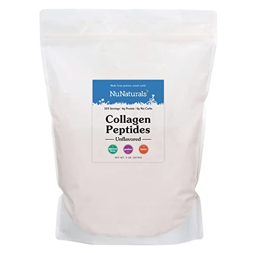 Nunaturals Collagen Peptides Powder (Type I, III), for Skin, Hair, Nail, and Joint Health, 5 lbs