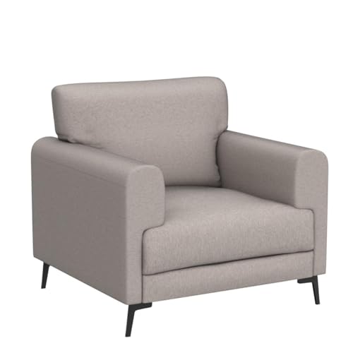 CDCASA Accent Chair, Linen Fabric Oversized Mid Century Modern Chair Set of 1, Comfy Upholstered Armchair Reading Accent Chairs Sofa Chairs for Bedroom Living Room, Light Brown