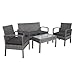 Casaria® Gartenmöbel Set Wetterfest 4 Personen Outdoor inkl. Auflagen Polyrattan 2 Sessel Gartenbank Tisch Garten Terrasse Balkon Möbel Lounge Grau