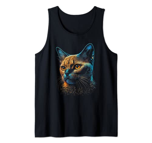 Funny burmese lover colorful graphic cat dad mom men women canotta
