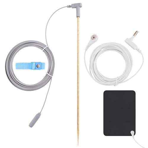 Ground Rod Kit, Portable Copper Grounding Rod with 40ft Cord, 15ft Cord and Anti-static Wristband, for Grounded Earth Connected Products(11.81inch Ground Rod)