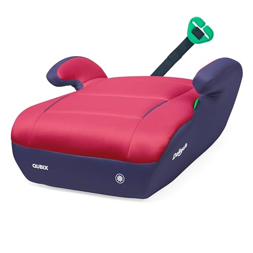 Daliya® QUBIX Kindersitzerhöhung | i-SIZE NORM ECE R129 | 125 bis 150 cm | Gurtfix | waschbar | Autositz | Autokindersitz | Kindersitz | Sitzerhöhung (Dunkelblau - Rot)