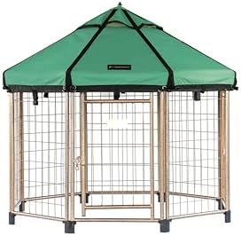Advantek Pet Gazebo Indoor and Outdoor Metal Dog Kennel with Umbr...