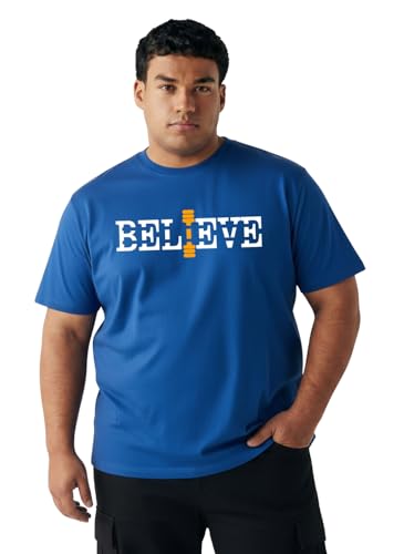 Image of Men Plus Size Printed Cotton Tee Regular Fit Round Neck Half Sleeve T-Shirt