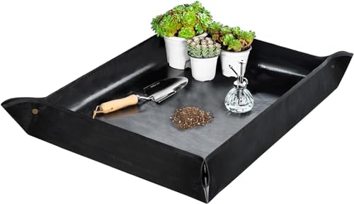 Image of 75x100 Gardening Mat for Plant Transplanting and Mess Control Thickened Waterproof Potting Tray Succulent Potting Mat Portable Gardening Mat Plant Gifts for Women Men, (Black, 75x100)
