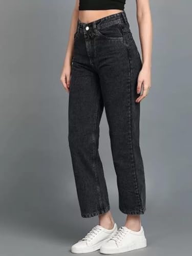 Image of Glossia Denim Baggy Jeans for Women | Stretchable High Waist Straight Fit Jeans for Women | High Rise Stretch Denim | Loose Fit Plus Size Denim (Sizes - 24 to 44) WJ11-1205-$