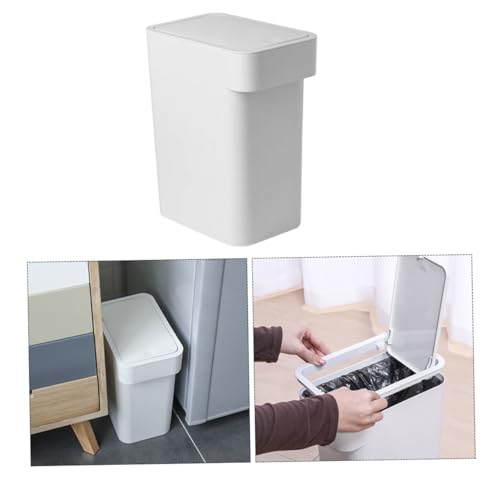 Caneca de basura con tapa para cocina y baño gris compacta miniatura 4