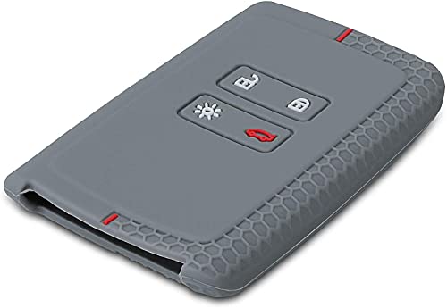 Image of JVCV Soft Silicone Key Cover Compatible with Renault Duster Kiger Triber Smart Key - Stylish Durable Protective (Grey Red)