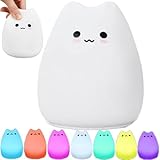 Retoo Luce notturna in silicone per bambini con 7 colori a LED e interruttore touch, lampada da comodino per bambini e ragazze, dolce lampada per la cameretta dei bambini