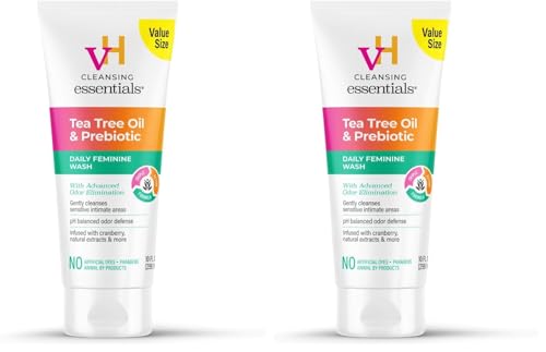 Image of vH essentials Daily Feminine Wash - 10 Fl Oz - Odor Eliminating Vaginal Wash with Tea Tree Oil,Prebiotics and Cranberry,gentle cleanser + pH balancing,(Pack of 2)