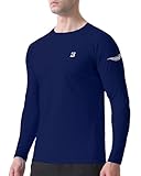 Roadbox Mens UPF 50+ Swim Shirt, Long Sleeve Sun Protection Rash Guard, Slim Fit Fishing Shirts for Beach Surfing Hiking Navy Blue