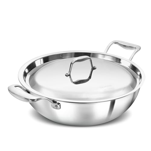 Hawkins Pro 5 Litre Deep-Fry Pan, Triply Stainless Steel Kadhai w...