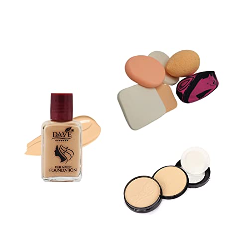DA.VE Compact & Foundation with Benders & Puff | Lightweight & Long-Lasting Makeup Set for Flawless Finish