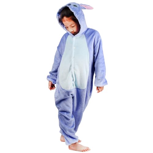 zpllsbratos Niños Pijamas Animales Ropa de Dormir Cosplay Disfraz para Carnaval Halloween Navidad(Azul,Etiqueta 140 para Altura 135cm-145cm)