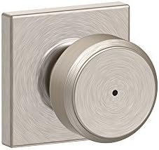 Bowery Privacy Door Knob with Collins Trim (Bed & Bath) Satin Nickel