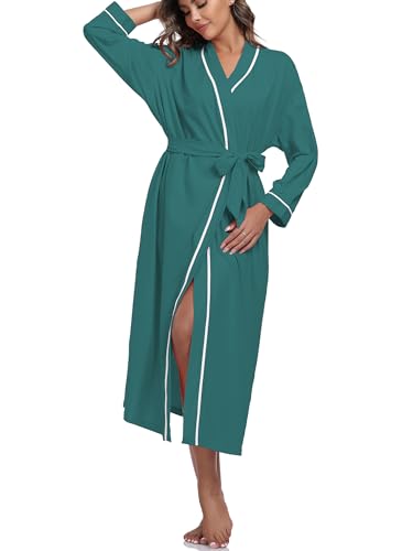 EA'S SECRET 100% Cotton Robes for Women Lightweight Long Kimono Bathrobe Soft Ladies Loungewear with Pockets