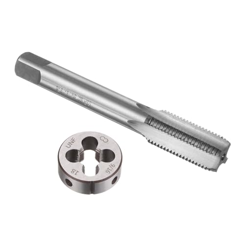sourcing map 2pcs Tap and Die Set, 9/16-18 UNF Thread Tap & Round Die, Tapping Threading Tool Tap & Die Kit for Nut Screw Bolt Thread Repair 1 sourcing map 2pcs Tap and Die Set, 9/16-18 UNF Thread Tap & Round Die, Tapping Threading Tool Tap & Die Kit for Nut Screw Bolt Thread Repair