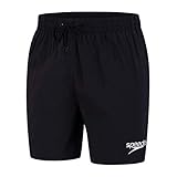 badehose schwarz weiß rot Seitennahttaschen Speedo Essential Enduranc+ Badeshorts für Männer, Badehose Herren, Schwarz, Größe L
