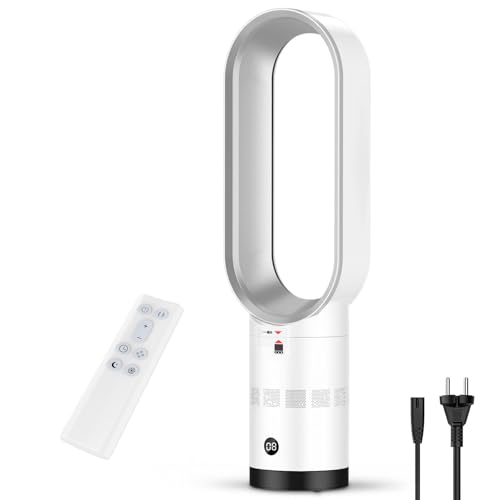 SWBSLL Ventilateur Colonne Silencieux 60cm, Ventilateur Sans Pale avec Moteur Brushless, 10 Vitesses, Oscillation 90° & Inclinaison 20°, Télécommande, Minuterie 9h, Ventilateur Tour Chambre Salon