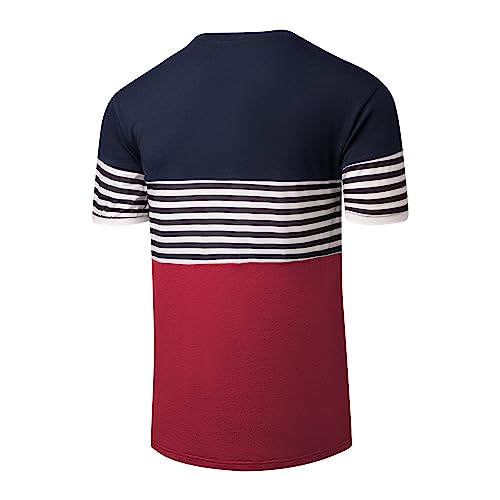 Little Beauty Henley Shirts For Men Shorts Sleeve Striped Mens Shirts Fashion Summer #TOP1